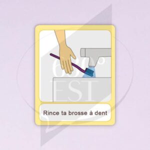 Pictogramme Rincer ta brosse à dent poussoir